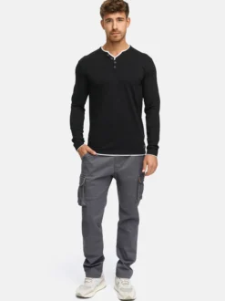 Indicode Herren Langarmshirt - INColeson in schwarz