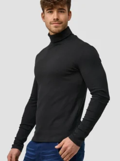 Indicode Herren Langarmshirt Rollkragen - Eagon in schwarz