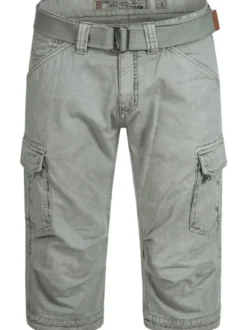 Indicode Herren Shorts Cargo - Nicolas Check in hellgrau grau