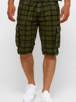 Indicode Herren Shorts Cargo - Blixt in grün mehrfarbig