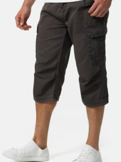 Indicode Herren Shorts Cargo - Nicolas Check in anthrazit