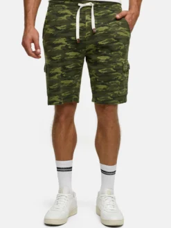 Indicode Herren Shorts Sweat - White Rock in khaki