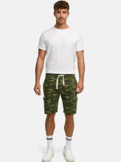 Indicode Herren Shorts Sweat - White Rock in khaki