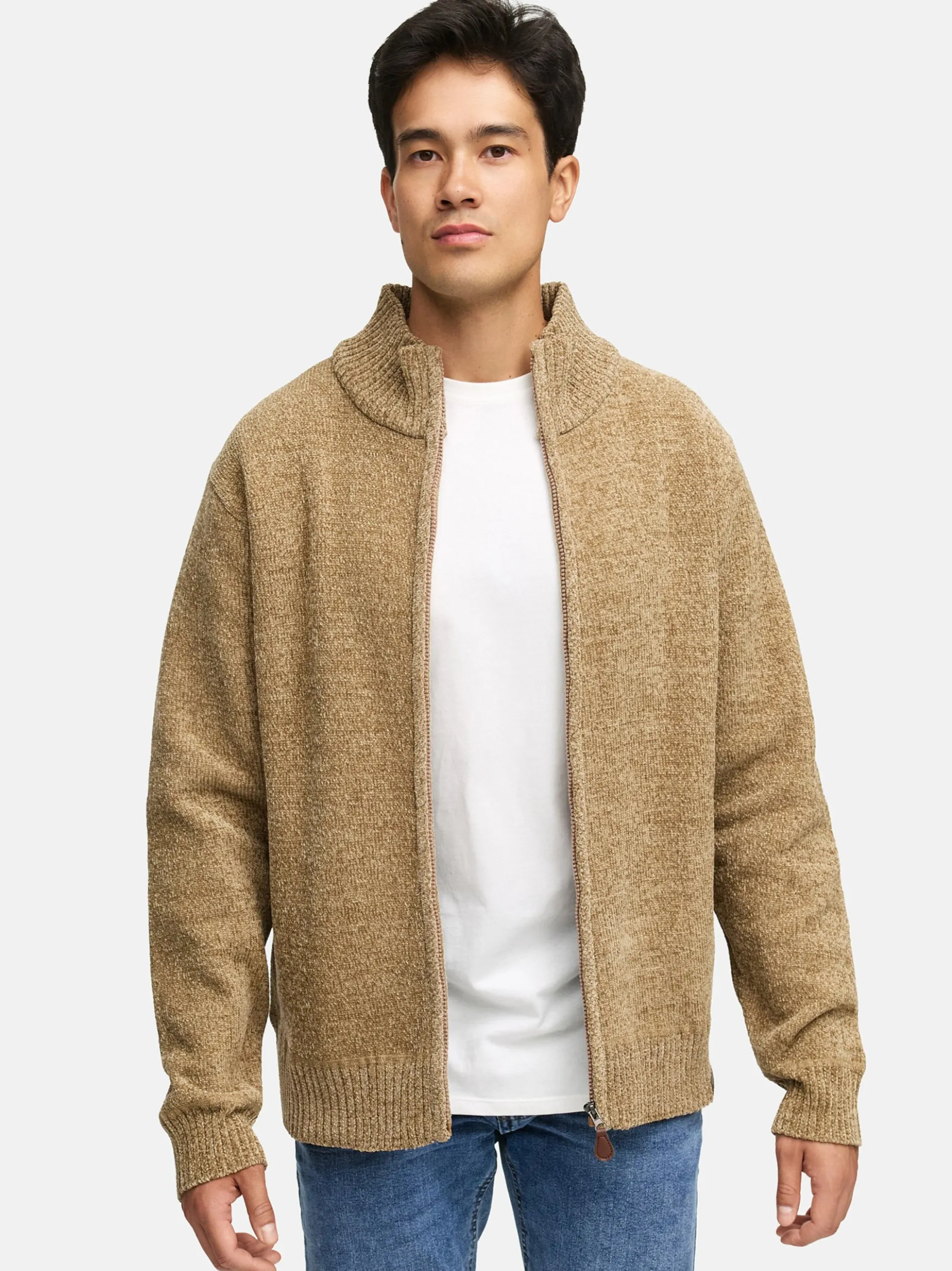 Indicode Herren Strickjacke - INFilion in beige sand