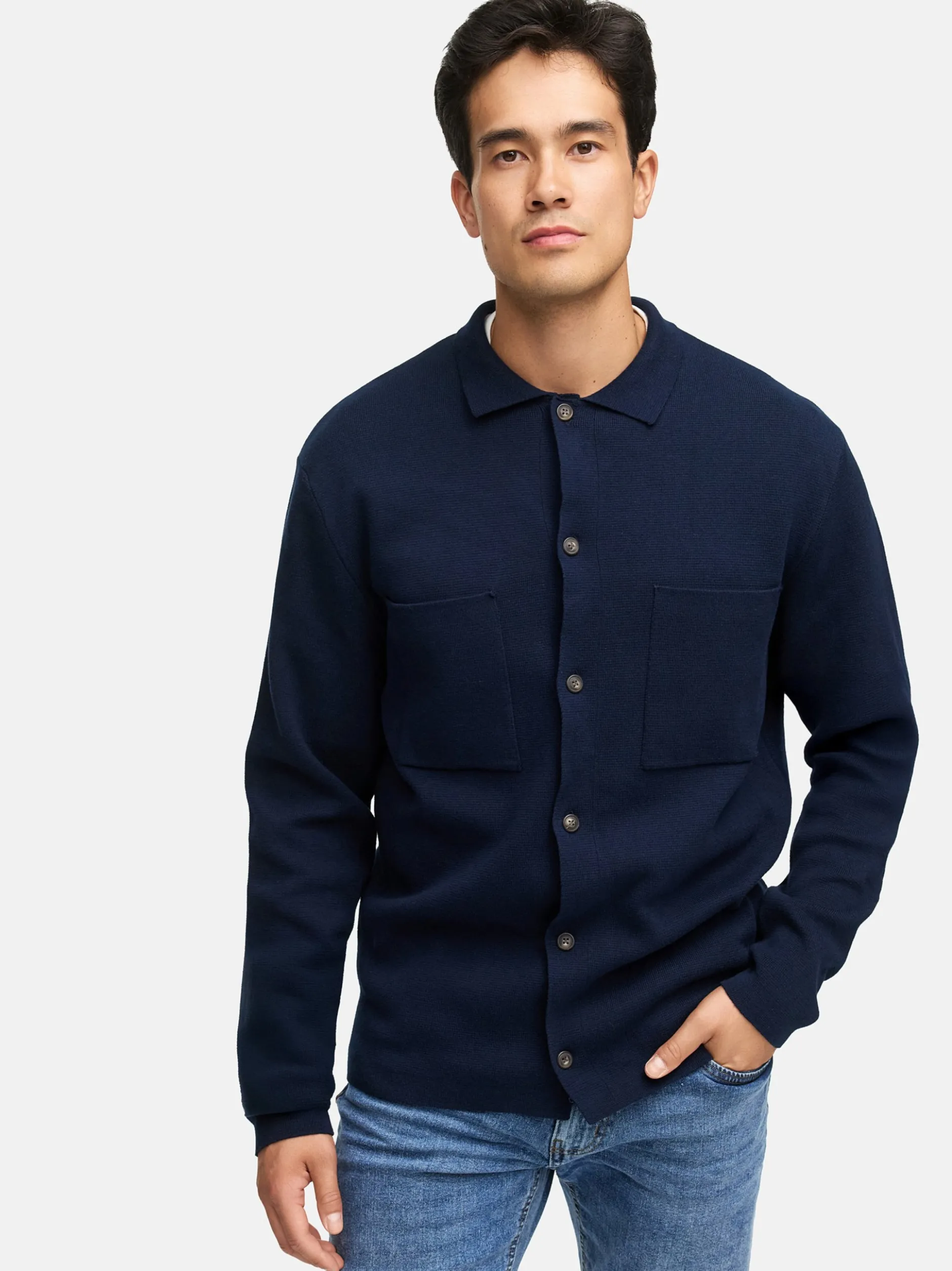 Indicode Herren Strickjacke - INBellino Cardigan in blau