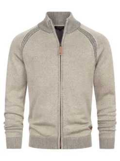 Indicode Herren Strickjacke - INMassum Cardigan in beige grau