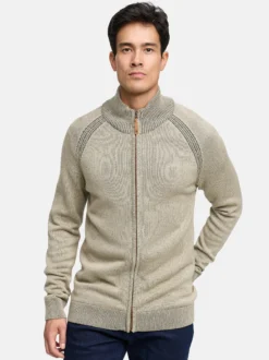 Indicode Herren Strickjacke - INMassum Cardigan in beige grau