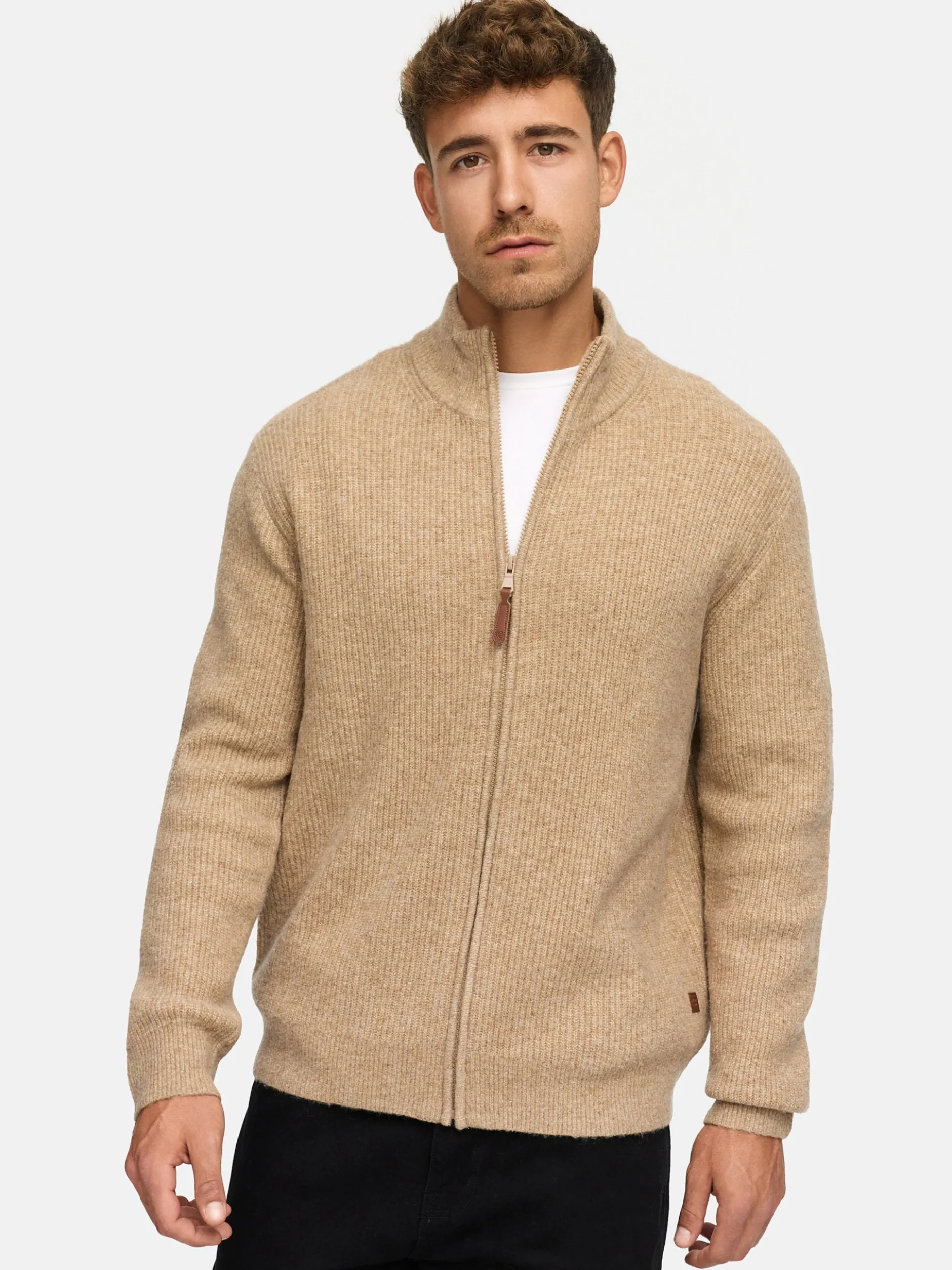 Indicode Herren Strickjacke - INPeace Cardigan in beige