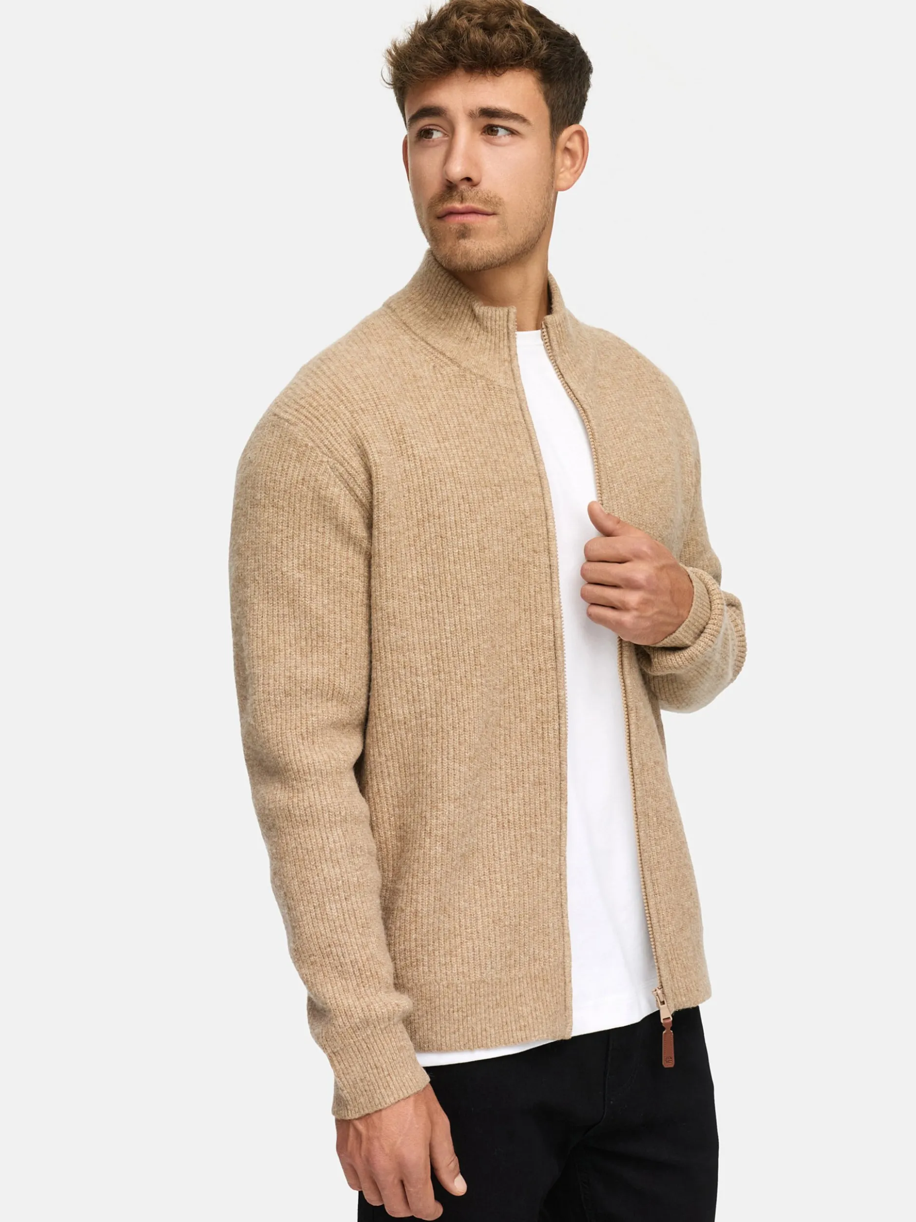 Indicode Herren Strickjacke - INPeace Cardigan in beige