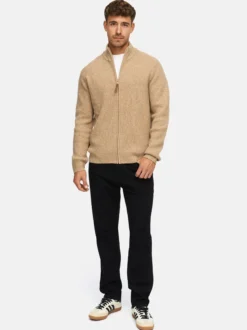 Indicode Herren Strickjacke - INPeace Cardigan in beige