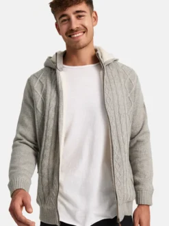 Indicode Herren Strickjacke - INRandolph in hellgrau grau