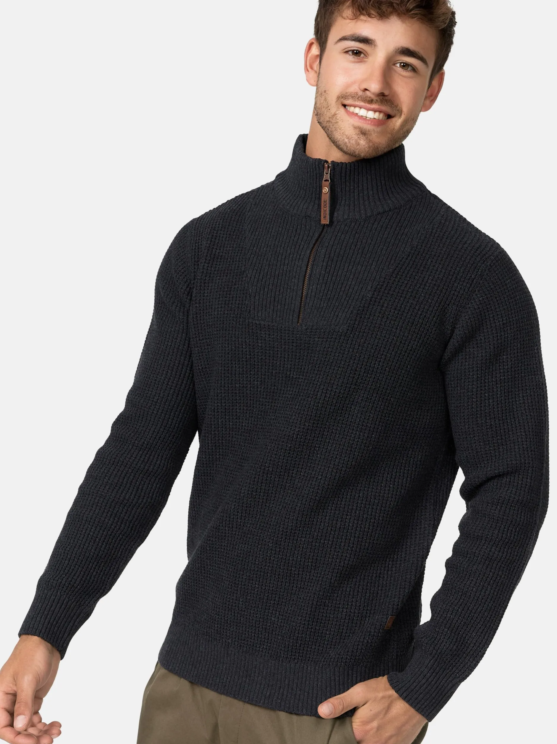 Indicode Herren Strickpullover - INYassip in anthrazit