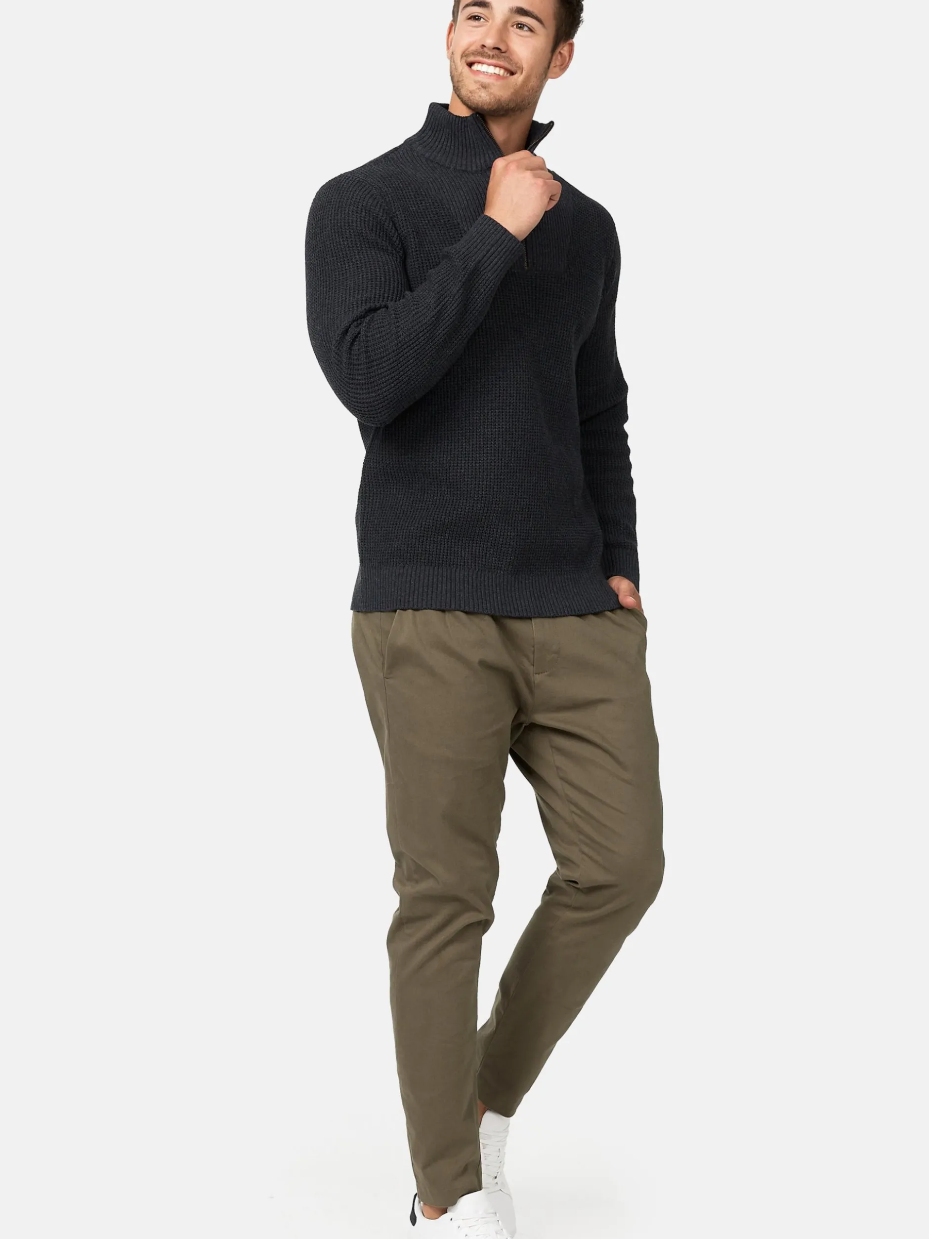 Indicode Herren Strickpullover - INYassip in anthrazit
