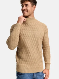 Indicode Herren Strickpullover - INAlpha in beige sand