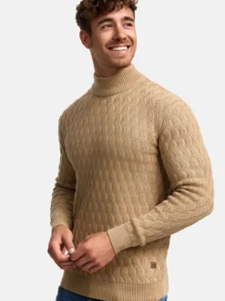 Indicode Herren Strickpullover - INAlpha in beige sand
