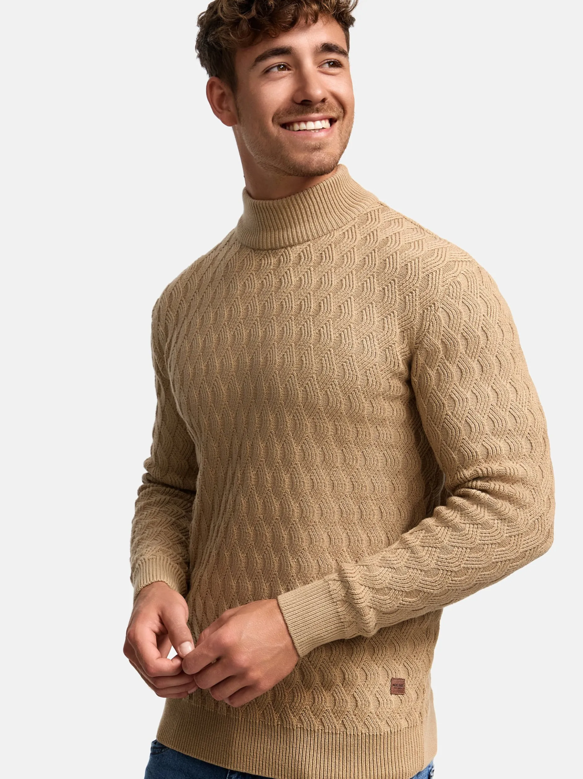 Indicode Herren Strickpullover - INAlpha in beige sand