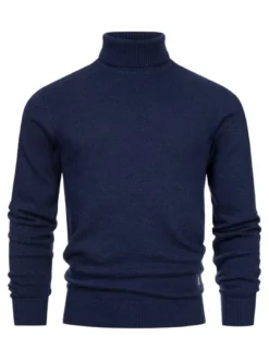 Indicode Herren Strickpullover - INMargous Roll Neck in blau