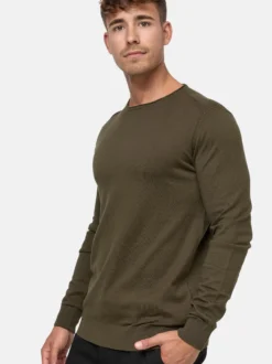 Indicode Herren Strickpullover - Gamal in khaki