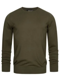 Indicode Herren Strickpullover - Gamal in khaki