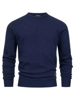 Indicode Herren Strickpullover - INMargous o-neck in blau