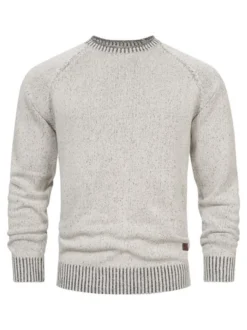 Indicode Herren Strickpullover - INMassum in beige grau