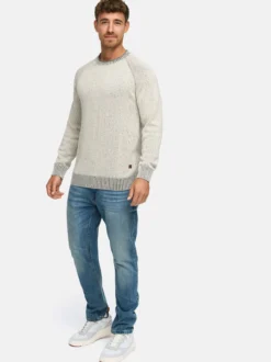 Indicode Herren Strickpullover - INMassum in beige grau