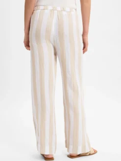 Ipuri Essentials Damen Stoffhose aus Leinen in melange weiß