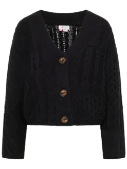 IZIA Damen Cropped Strickjacke in schwarz