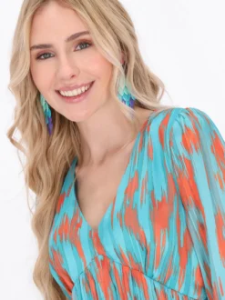 IZIA Damen Kleid in aqua - Länge: mittel