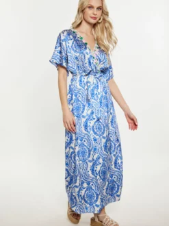 IZIA Damen Kleid in blau - Ausschnitt: V-Ausschnitt