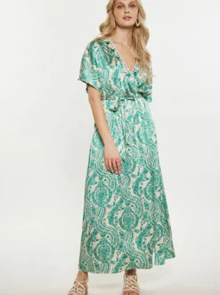 IZIA Damen Kleid in grün - Ausschnitt: V-Ausschnitt