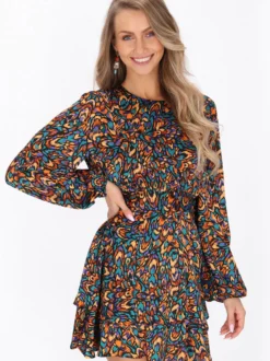 IZIA Damen Kleid in mehrfarbig - Ausschnitt: Rundhals