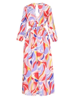 IZIA Damen Kleid in mehrfarbig rot - Länge: mittel