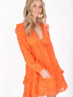 IZIA Damen Kleid in orange - Länge: mittel