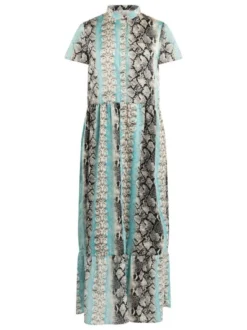 IZIA Damen Kleid kurzarm maxi in mehrfarbig