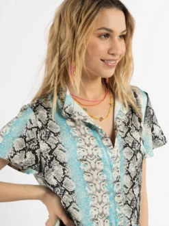 IZIA Damen Kleid kurzarm maxi in mehrfarbig