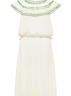 IZIA Damen Kleid mit Blumenspitze in weiß
