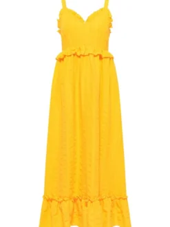 IZIA Damen Maxikleid in orange - Länge: mittel