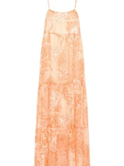 IZIA Damen Maxikleid in orange - Ausschnitt: Karree