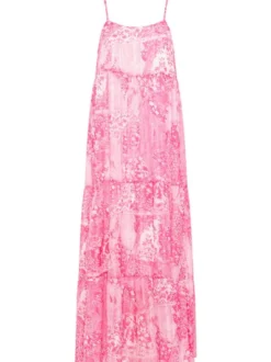 IZIA Damen Maxikleid in pink - Ausschnitt: Karree