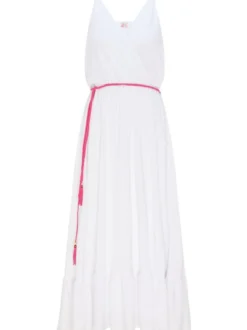 IZIA Damen Maxikleid in weiß - Ausschnitt: V-Ausschnitt