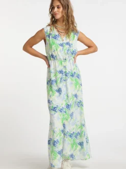 IZIA Damen Maxikleid mit Allover-Print in grün