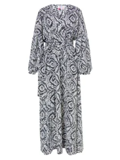 IZIA Damen Maxikleid mit Print in schwarz
