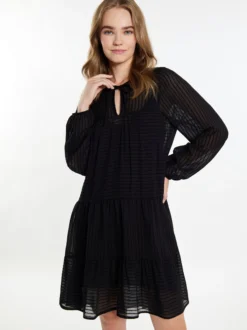 IZIA Damen Midikleid im Streifendesign in schwarz