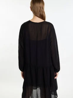 IZIA Damen Midikleid im Streifendesign in schwarz