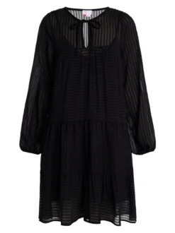 IZIA Damen Midikleid im Streifendesign in schwarz