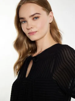IZIA Damen Midikleid im Streifendesign in schwarz