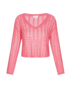 IZIA Damen Pullover in koralle - Ausschnitt: Rundhals