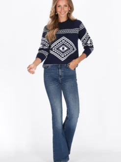 IZIA Damen Pullover in marine - Ausschnitt: Rundhals