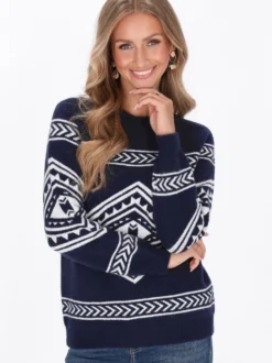 IZIA Damen Pullover in marine - Ausschnitt: Rundhals